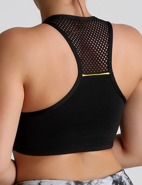 Top Fitness Com Bojo Com Viés Colorido E Tela