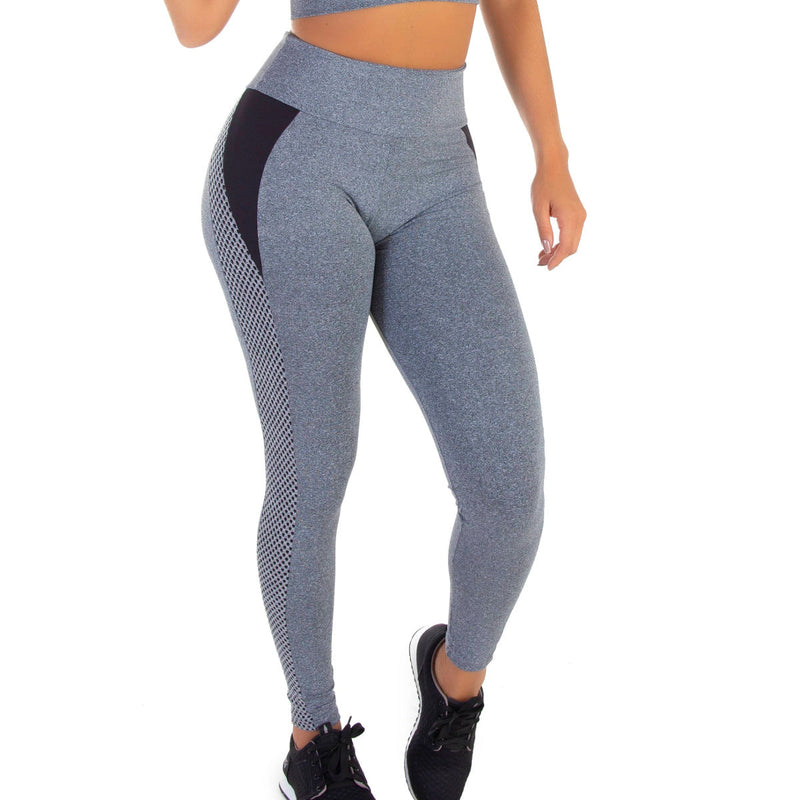 Calça Legging Mescla Com Telinha | Black Fang 6028
