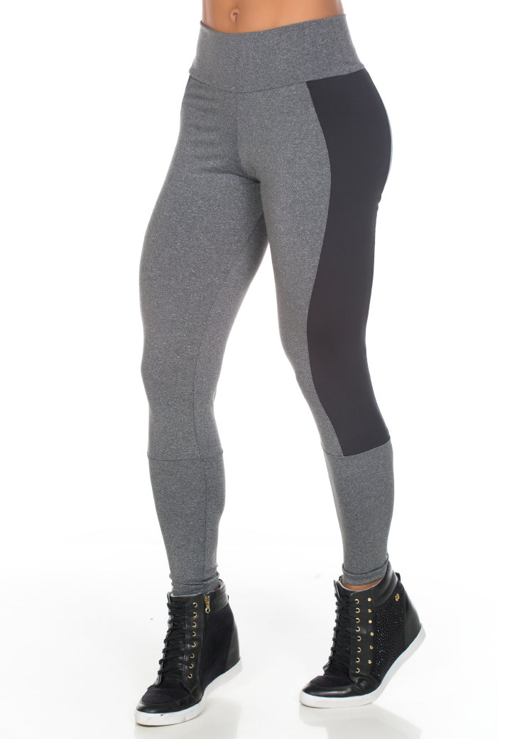 Calça Legging Fitness Mescla Com Lateral Em Cirrê | 514