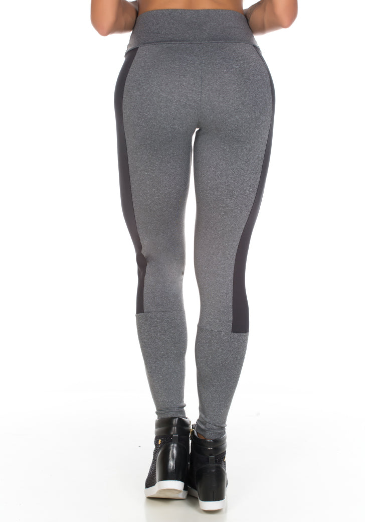 Calça Legging Fitness Mescla Com Lateral Em Cirrê | 514