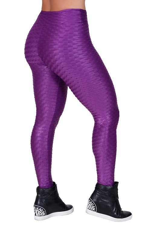 Calça Fitness Legging Alto Relevo Cirrê Roxa | 509