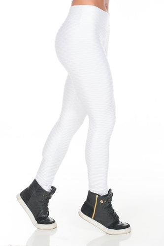 Calça Legging Cirrê Alto Relevo Branco