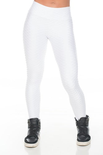 Calça Legging Cirrê Alto Relevo Branco