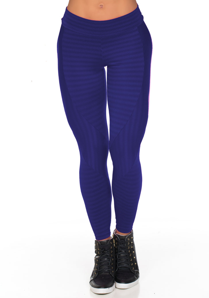 Calça Fitness Legging Recorte New Zig Azul |  516