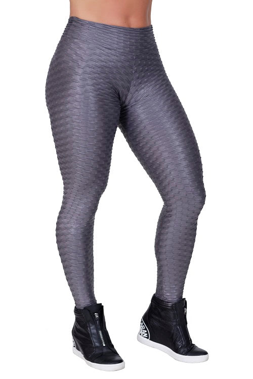 Calça Fitness Legging Alto Relevo Cirrê Cinza | 509