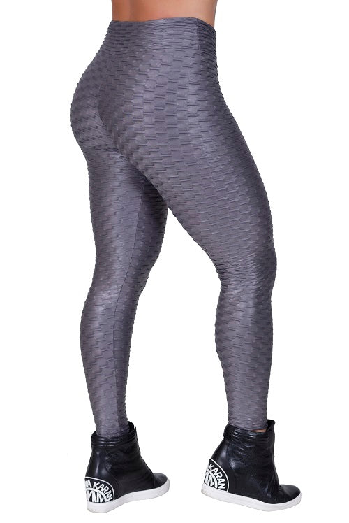 Calça Fitness Legging Alto Relevo Cirrê Cinza | 509