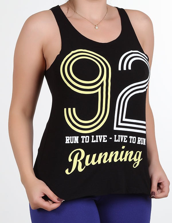 Camiseta Viscose Regata Fitness Com Silk Preta