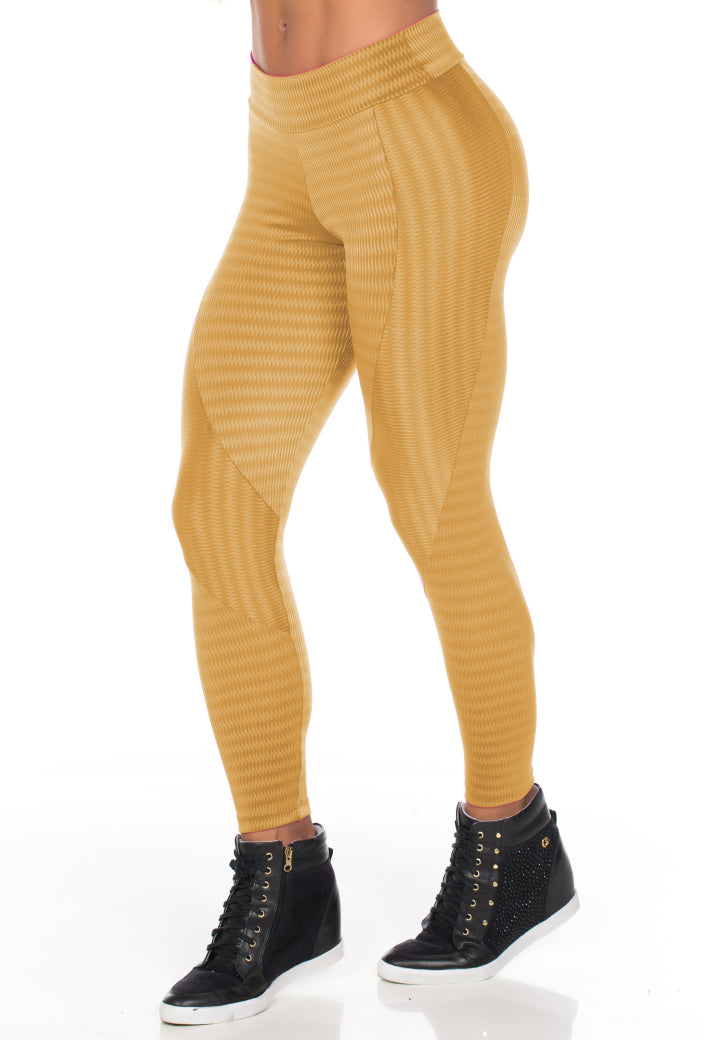 Calça Fitness Legging Recorte New Zig Dourado | 516