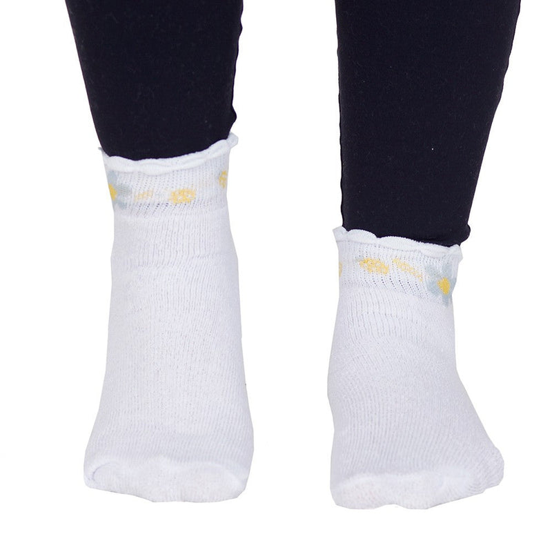 Kit Meia Sapatilha Feminina com 5 pares brancas - Dily Modas