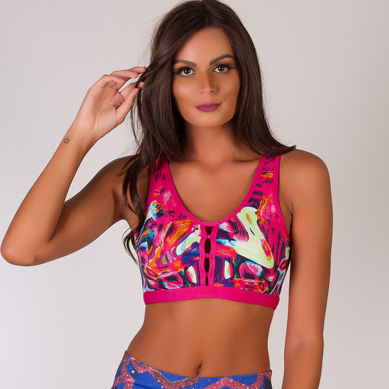 Top Mostra Decote com Abertura - Colorido | Sutiã Tropical
